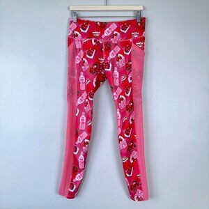 Iron Yokai Leggings Women XL Pink Soft Girl Kawaii Strawberry Cake Activewear